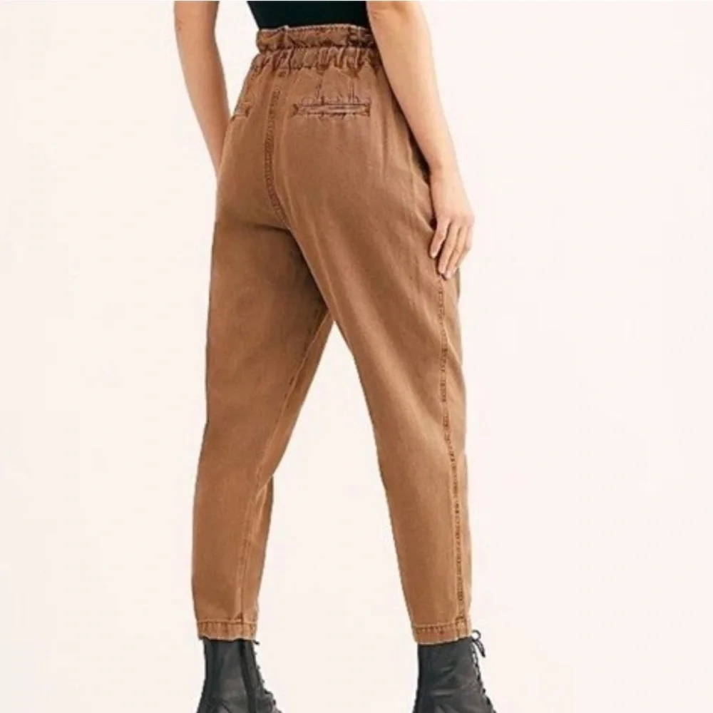 Free People Margate Paper Bag Waist Pants Barrel Leg Elastic Waist Utility Sz S - Picture 4 of 15